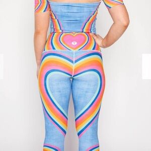 Colorful Heart Patterned Women's Leggings- NWT